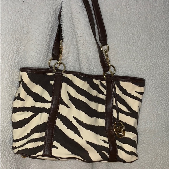 Michael Kors Zebra Print Canvas Tote Bag - Picture 6 of 8